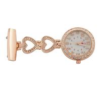 Uanratg SeñOras CorazóN Acero Cristal Enfermera Doctor ParaméDico TúNica Broche Cuarzo Fob Reloj de Bolsillo Rosa