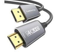 UANTIN Cable DisplayPort 4K a HDMI de 6 pies, unidireccional, DP 1.2 (fuente) a HDMI 1.4 (pantalla), 4K @30Hz, 2K a 60Hz, cable trenzado de puerto de pantalla para AMD, NVIDIA, Dell, monitor