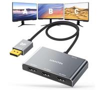UANTIN Divisor DisplayPort a HDMI para 3 monitores, adaptador de pantalla extendido 4K a 60Hz, 1 DP en 3 salidas HDMI, concentrador MST para múltiples puertos de pantalla de monitor, compatible con