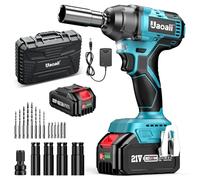 Uaoaii Llave de Impacto Inalámbrica 380N·m, Llave de Impacto para Cambio de Neumáticos de Camión con Batería de 4000mAh, Taladro de Impacto Eléctrico con Motor Sin Escobillas