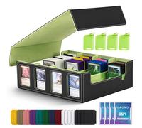 UAONO Caja de almacenamiento de tarjetas coleccionables con pantalla Commander; caja de más de 2400 mazos para MTG con cubierta extraíble; la funda para tarjetas de carga superior se adapta a tarjetas