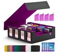 UAONO Caja de Almacenamiento para Tarjetas Coleccionables Commander - Capacidad 2400+ MTG, 4 Cargadores Superiores, Funda para TCG y Tarjetas Deportivas Magic