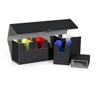 UAONO Caja de cartas con bandeja de dados para MTG, funda 5 en 1 para cartas con capacidad para más de 800 tarjetas sin manga, organizador magnético fuerte compatible con tarjetas deportivas Yugioh