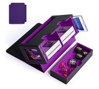 UAONO Caja de cartas para MTG, caja de almacenamiento de tarjetas doble con 2 pantallas de comandante y 1 bandeja de dados, se adapta a más de 200 tarjetas de doble manga, organizador para tarjetas