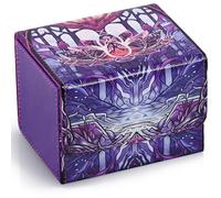 UAONO Deck Box para cartas MTG, caja de almacenamiento para cartas coleccionables para más de 120 mazos Commander con fundas, caja de cartas de PU para cartas TCG Magic con 2 divisiones (Morado, Loto