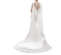 UATULT Chal largo de boda para mujer, velo catedral, chal de noche, capa de novia, Blanco, Talla única
