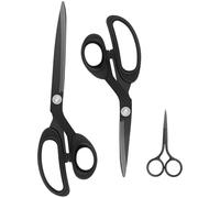 Uaugulft Juego de 3 tijeras de sastre de 8 pulgadas y 10 pulgadas con cuchillas revestidas de titanio y mango cómodo, tijeras de costura de acero inoxidable y tijeras pequeñas de cigüeña, color negro