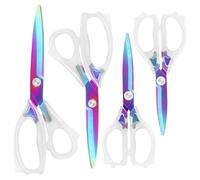 Uaugulft Tijeras acrílicas, cuchillas afiladas de titanio coloridas con mango ergonómico de ABS, juego de 4 tijeras multiusos, adecuadas para costura y hogar
