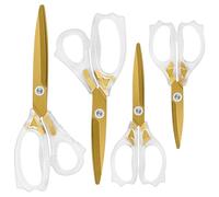 Uaugulft Tijeras acrílicas, cuchillas afiladas de titanio con mango ergonómico de ABS, juego de 4 tijeras multiusos, adecuadas para costura y hogar, transparentes y doradas