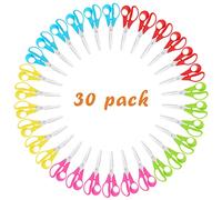 Uaugulft Tijeras para niños con cuchillas de punta roma de acero inoxidable y mango ergonómico, ideales para escuela y aulas, 5 pulgadas, paquete de 30