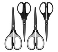 Uaugulft Tijeras profesionales multiusos de acero inoxidable con cuchillas recubiertas de titanio, mango de agarre suave, color gris y negro, juego de 4 piezas
