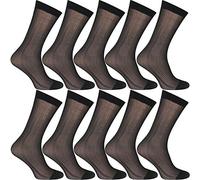 Uaussi 10 pares de calcetines de verano ultrafinos para hombre, de seda, transpirables, tamaño grande - Negro - talla única