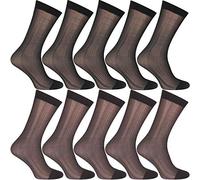 Uaussi 10 pares de calcetines de vestir ultrafinos para hombre, calcetines de negocios de seda transparente, pantalones de trabajo de nailon suave, Negro+marrón oscuro., talla única