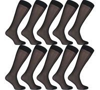 Uaussi 10 pares de calcetines de vestir ultrafinos para hombre, de seda, transparentes, de nailon suave, para pantalones de trabajo, medias pantorrillas, Otc Plain 10 Negro, talla única