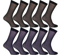 Uaussi 10 pares de calcetines de vestir ultrafinos para hombre, de seda, transparentes, de nailon suave, para pantalones de trabajo, medias pantorrillas, negro, azul marino, (Black+Navy), talla única