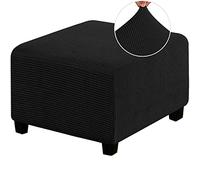 Uavchy Cuadradas Funda Otomana Protector de Puff Funda Protectora Rectángulo Fundas de Reposapiés Sofá para Taburete Otomanas Muebles de Reposapiés con Parte Inferior Elástica (Negro)