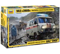 Uaz 3909 Emergency Rescue Coche 100% Nuevo Moldes 1:43 Plástico Modelo Kit