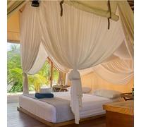 UB-STORE 100% Algodón Dosel de Cama para Cama Queen y King | Red de Mosquito de Lujo Hecha a Mano para Dormitorio | Cortinas Decorativas de Forma Rectangular para el Hogar con 4 Puertas