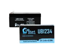 UB1234 - Batería de repuesto para batería MK ES3-12 (12 V, 3,4 Ah) | Batería de plomo ácido sellada universal de repuesto (3400 mAh, terminal F1, AGM, SLA) incluye dos adaptadores de terminal F1