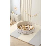 Ubaby - Piscina de Bolas Para Bebés con Alfombra Beige Sonrisas - 120x30 cm y 100 Bolas 7 cm - Marrón - Bolsa de transporte incluida