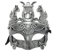 Ubauta Máscara de gladiador romano de guerrero espartano griego antiguo plateado, para fiesta de disfraces/Mardi Gras/fantasma de la ópera/baile