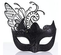 Ubauta Máscara de mascarada para mujer, mariposa negra: se adapta a Halloween, fiesta, disfraces, baile, Mardi Gras, adultos, venecianas, parejas, decoración de pared de boda
