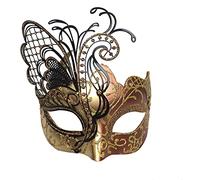 Ubauta Máscara de mujer veneciana de metal con diamantes de imitación de mariposa de oro rosa para mascarada/fiesta de Mardi Gras/baile de disfraces sexy/boda
