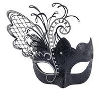 Ubauta Máscara de mujer veneciana de metal con diamantes de imitación de mariposa negra para mascarada/fiesta de Mardi Gras/baile de disfraces sexy/boda