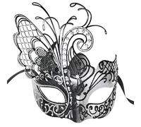 Ubauta Máscara de mujer veneciana de metal con diamantes de imitación de mariposa para mascarada/fiesta de Mardi Gras/baile de disfraces/boda