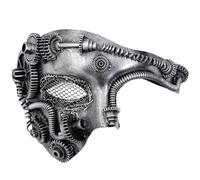 Ubauta Máscara veneciana de malla de Cyborg de metal Steampunk, máscara de mascarada plateada para fiesta de disfraces de Halloween / Phantom Of The Opera / Mardi Gras Ball