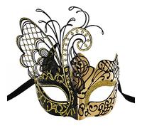 Ubauta Máscara veneciana de metal con diamantes de imitación de mariposa dorada/negra para mujer para mascarada/fiesta de Mardi Gras/baile de disfraces sexy/boda