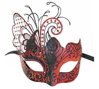 Ubauta Máscara veneciana de metal con diamantes de imitación de mariposa roja/negra para mujer para mascarada/fiesta de Mardi Gras/baile de disfraces sexy/boda