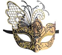 Ubauta Máscara veneciana para mujer/Halloween/fiesta/baile de graduación/carnaval/boda/decoración de pared (oro y mariposa negra)