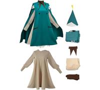 Ubaywey Disfraz de bruja de Atelier para cosplay, sombrero, abrigo, conjunto completo para mujer, trajes de Halloween (verde, M)