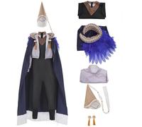 Ubaywey Disfraz de bruja para disfraz de mago, cosplay, sombrero, abrigo, vestido, cuello, adulto, Halloween, trajes para hombres (azul, S)