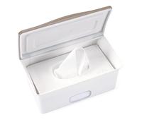 Ubbi Dispensador de toallitas para bebé con placa pesada y sello seguro, esencial para mantener las toallitas frescas, color gris pardo