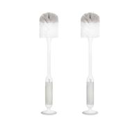 Ubbi Juego de cepillos para biberones de Lujo, Cepillo para biberón y Cepillo para pezones con Ventosa, Esencial de Limpieza para bebés, Color Gris