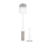 Ubbi Juego de cepillos para biberones de Lujo, Cepillo para biberón y Cepillo para pezones con Ventosa, Esencial de Limpieza para bebés, Color Gris
