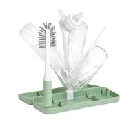 Ubbi On-The-Go Drying Rack and Brush Set, Incluye Travel Case and Bottle Brush for Compact Storage, Holds Up to 8 Bottles, Baby Travel Accessories, Sage