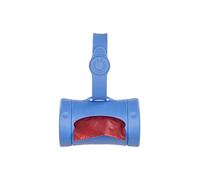 Ubbi Soporte retráctil para bolsas de excrementos de perro y dispensador con correa de silicona, incluye 2 rollos de bolsas de basura a prueba de fugas con aroma a lavanda, color azul