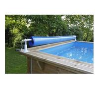 Ubbink Carrete Enrollador de Lona Extraíble para Cubierta de Piscina, Adaptable Madera, Tubular, Metálica, Hormigón hasta 5,55m Ancho, Manivela Aluminio