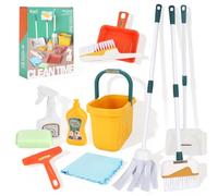 UBBOY Set de Limpieza Juguete para Niños,Escoba y Recogedor con Mopa, Paños | Juguete para el Hogar Juego de Simulación con Cubo Trapo Escoba de Mano,Juguetes Educativos para Niños 3 4 5 6 Años