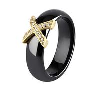 UBBVPKY Anillo De Cerámica Para Mujeres Y Hombres - Anillos De Pareja De Circonitas De Cristal En Forma De Cruz De 6Mm, Joyería Navideña, Anillo De Compromiso De Boda, Anillos De Aniversario, Negro 6