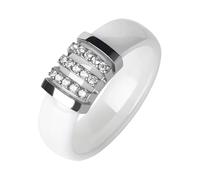 UBBVPKY Anillo De Cerámica Para Mujeres Y Hombres Anillos De Pareja De Circonitas De Cristal Pavé De 6Mm, Joyería Navideña, Anillo De Compromiso, Anillos De Aniversario, Blanco 6