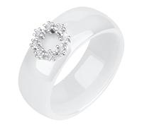 UBBVPKY Anillos De Cerámica De 8Mm, Anillos De Boda 925 Para Mujer, Anillos De Pareja De Cristal De Círculo Romántico, Anillos De Compromiso De Joyería Navideña, Anillos De Aniversario Blancos 9