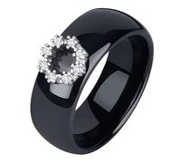 UBBVPKY Anillos De Cerámica De 8Mm, Anillos De Boda 925 Para Mujer, Anillos De Pareja De Cristal De Círculo Romántico, Anillos De Compromiso De Joyería Navideña, Anillos De Aniversario Negros 12