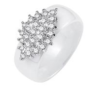 UBBVPKY Anillos De Cerámica De 8Mm, Anillos De Boda Para Mujer, Anillos De Pareja De Cristal Geométrico Romántico, Anillos De Compromiso De Joyería Navideña, Anillos De Aniversario Blancos 9