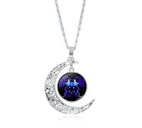 UBBVPKY Collar Con Colgante De 12 Constelaciones Que Brilla En La Oscuridad Para Mujer Con Luna Hueca Signo Del Zodiaco Astrología Horóscopo Constelación Regalo De Cumpleaños Para Hombre Géminis