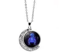 UBBVPKY Collar Con Colgante De Doce Constelaciones Para Hombre Y Mujer Cadena De Suéter Con Luna Giratoria De Doble Cara Joyería De Cumpleaños Collar De Astrología Regalo Para Pareja Escorpio