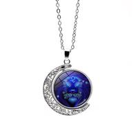 UBBVPKY Collar Con Colgante De Doce Constelaciones Para Hombre Y Mujer Cadena De Suéter Con Luna Giratoria De Doble Cara Joyería De Cumpleaños Collar De Astrología Regalo Para Pareja Leo
